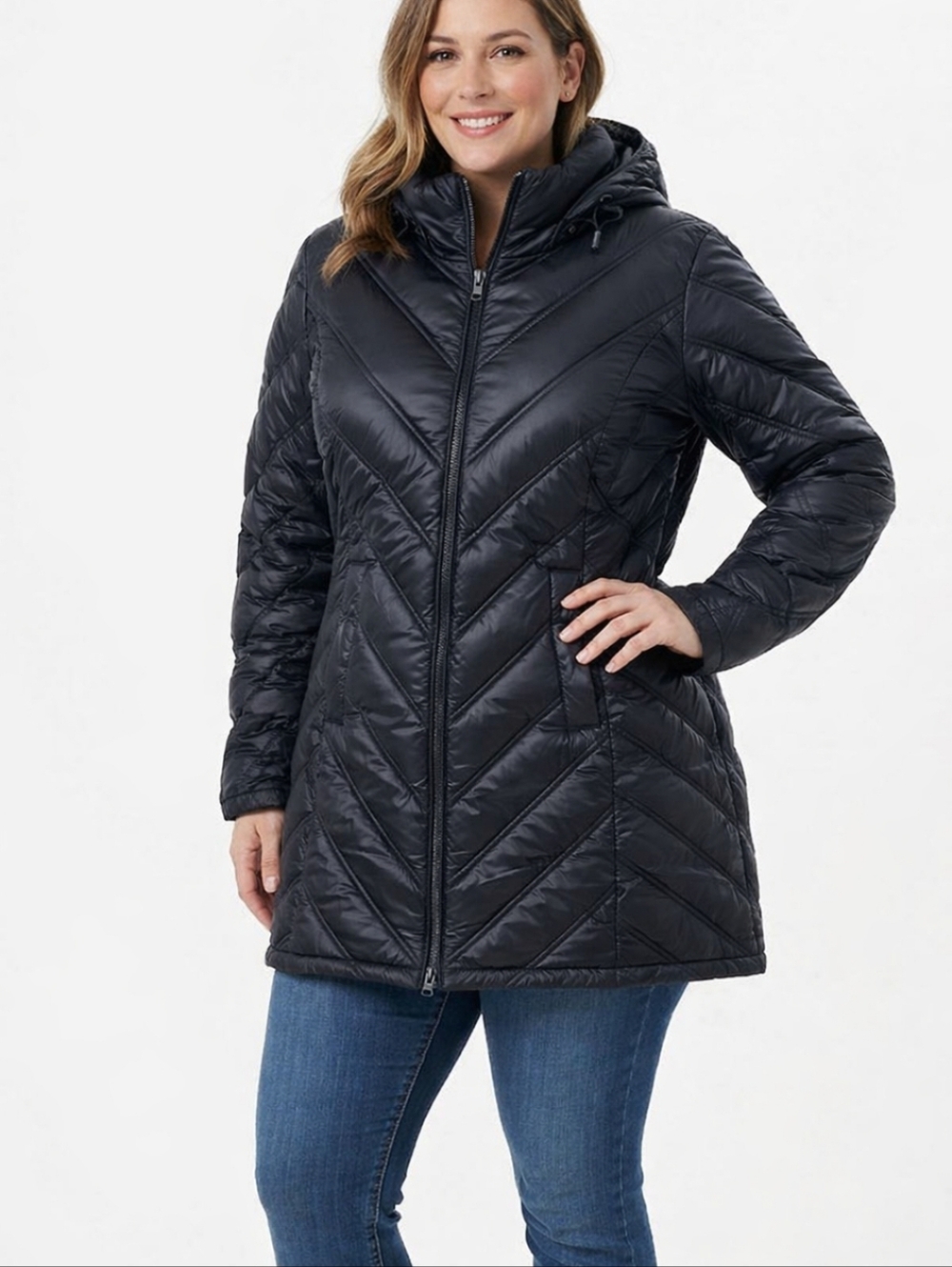 Laura Black Women's Puffer Jacket Size Medium Down Filled Lightweight
